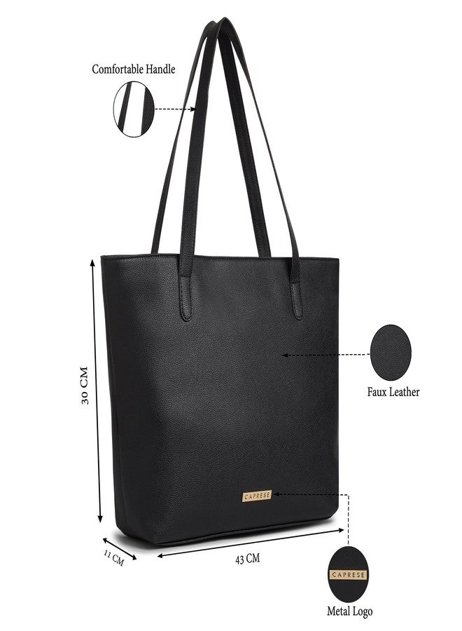 Caprese Tarry 15.6 Inch Laptop Compatible Large Tote Bag for Women | Stylish, Durable, and Spacious with Multiple Compartments, Back Zipper Pocket for Work, Travel, and Everyday Use (Black) - Image 3